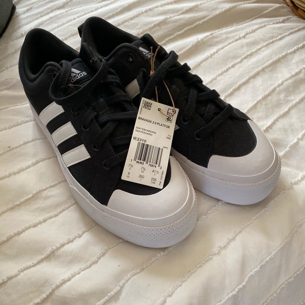 Adidas Bravada 2.0 Black and White Skate Shoes